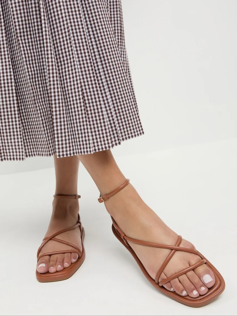 Loeffler Randall Brown Strappy Leather Ankle‑Strap Sandals
